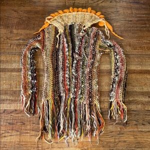 handmade funky bohemian knit sweater fiber art!